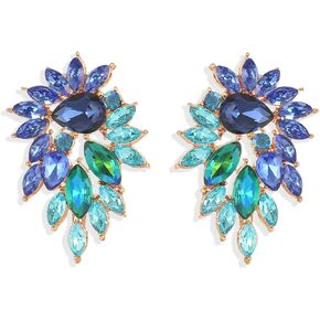 Marquise Sparkly Rhinestone Statement Drop Earrings for Women Vintage Crystal Cluster Earrings for Wedding Jewelry Gift