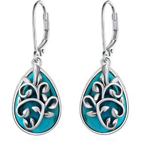 Genuine Filigree Turquoise Earrings 925 Sterling Silver Turquoise Earrings Vintage Western Nature Gemstone Turquoise Jewelry for Women