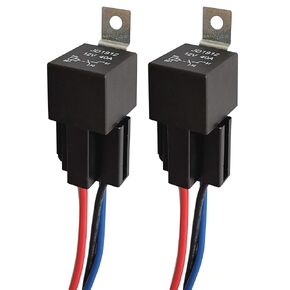 2 Pieces 40/30 Amp Waterproof Relay Switch 12AWG Harness Set - 12V DC 4-Pin SPST Automotive Relays Hot Wires