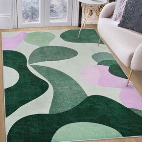 Geometric 5x7 Area Rug for Living Room, Soft Modern Abstract Throw Washable Rug for Bedroom, Low Pile Anti-Slip Floor Large Carpet for Classroom Nursery Office Dining Room, Black and Grey