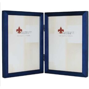 Lawrence 755757D 5x7 Hinged Double Blue Wood Picture Frame - Gallery Collection