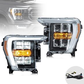 VLAND LED Dual Beam Headlights Compatible with 14th Gen Ford F150 XL, XLT, Lariat, Tremor, Raptor, King Ranch, Platinum, Limited 2021 2022 2023, Driver & passenger side, Not For F150 Lightning