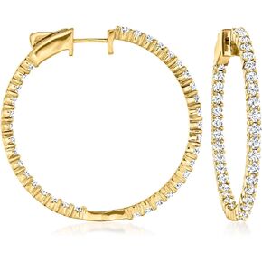 Ross-Simons 3.00 ct. t.w. Diamond Inside-Outside Hoop Earrings in 18kt Gold Over Sterling