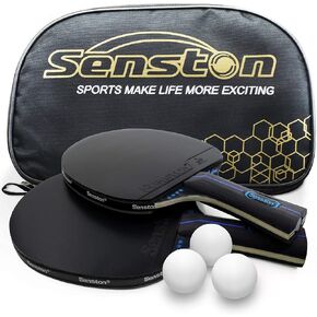 Senston Ping Pong Paddles, Premium Table Tennis Racket Set of 2 with 3 Balls Indoor/Outdoor