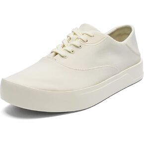 OLUKAI Tradewind Men's Everyday Sneaker, Lightweight Canvas & Classic Lace-Up Design, All-Day Comfort & Support, Off White/Off White, 13