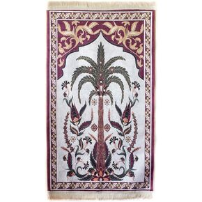 Luxury Muslim Prayer Rug and Tasbih Set, Velvet Fabric, Palm Tree Pattern, Black, Islamic Gifts for Ramadan and Eid (Faded Jade Green), MLPMP01