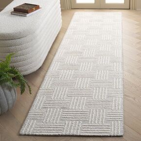SAFAVIEH Ebony Collection Runner Rug - 9' Runner, Light Grey & Ivory, Transitional Design, Ideal for High Traffic Areas in Hallway, Bathroom & Kitchen (EBN355F-29)