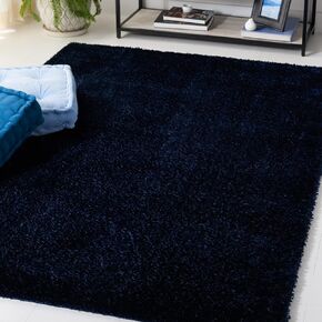 SAFAVIEH Tahoe Shag Collection Area Rug - 6'7" x 8'7", Navy, Solid Design, Non-Shedding & Easy Care, 1.2-inch Thick Ideal for High Traffic Areas in Living Room, Bedroom (THO670N)