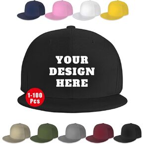Snapback Hats for Men Women Custom Hat Flat Bill Baseball Cap Personalized Text Image Logo