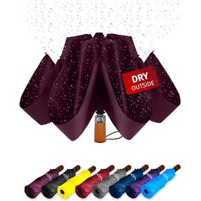 Windproof Umbrellas for Rain Durable Travel Automatic Large Canopy with Compact Folding, Strong Lightweight Portable Rain Umbrella for Car Backpack, Mens & Womens Umbrella - Black