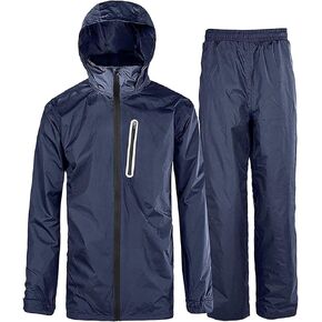 SWISSWELL Men's Rain Suit Waterproof Lightweight Hooded Rainwear for Golf, Hiking, Travel, Running