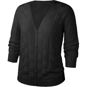 سترة Angashion النسائية 3/4 كم - سترة مفتوحة من الأمام خفيفة الوزن ومتماسكة بأزرار علوية كاجوال من الكروشيه in Kuwait