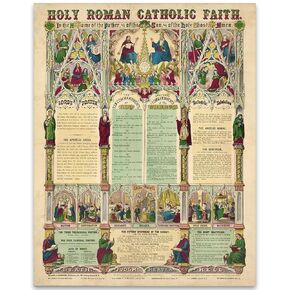 Holy Roman Catholic Faith Poster - Vintage Bible Book Page Style - Ideal for Living Rooms, Prayer Spaces, Home Offices & Study Rooms - Religious Christian Wall Decor (Unframed Print Poster, 11x14)