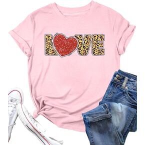 Womens Valentines Day Shirt: Love Graphic Tshirt Valentine Day Gift Shirts Love Heart Short Sleeve Tops