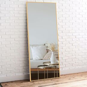 59‘’×16‘' Full Body Mirror Full Length Mirror with Gold Aluminum Alloy Frame Mirror Full Length with Stand Wall Mounted Mirror Hanging Mirror for Wall Bedroom Bathroom Living Room Decor