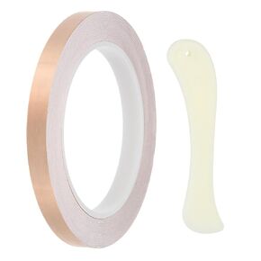 PATIKIL 22 Yard 3/8 Inch Copper Foil Tape, 3 Roll Copper Tape with Single-Sided Conductive Stained Glass Foil Tool with Scraper for Stained Tools DIY Crafting