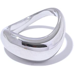Minimalist Smooth Stainless Steel Metal Geometric Finger Ring Waterproof 18K PVD Plated Distinctive Jewelry