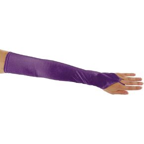 Dancing with Moon Fingerless Satin Opera Length Gloves, Plum