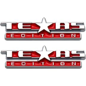 2X Small Size Texas Edition Emblem Badge Dash Instrument Panel 3D Sticker Decal Nameplate (Chrome Black)