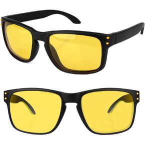 Night Driving Glasses for Men Women, Classic Square Sunglasses Anti Glare Polarized HD Night Vision Glasses