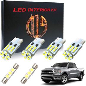 White LED Interior Kit Accessories for 2009-2024 Dodge Ram 1500 Map Dome Vanity Mirror Footwell License Plate Light Can-Bus Bulbs Package Big Horn Lone Star Tradesman (11 Pieces)