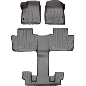 MAXLINER Custom Fit Floor Mats 3 Row Liner Set Grey for 2020 Cadillac XT6 with 2nd Row Bucket Seats