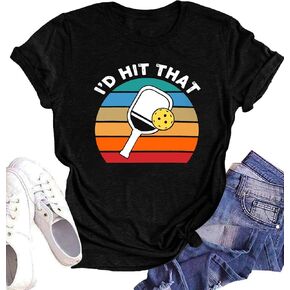 Pickleball Shirt Women Pickleball Player T-Shirts I'd Hit That Racquetball Tees Pickle Ball Lovers Gift Blouse Tops
