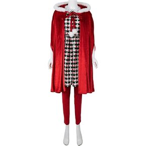 Women Christmas Costume 3 Pieces Movie Cosplay Outfit with Red Cloak