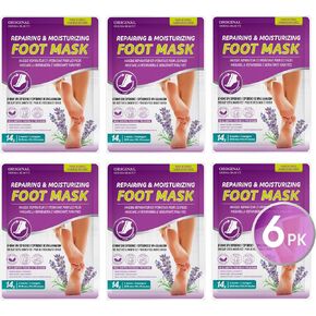 Original Derma Beauty Foot Mask 6 Pairs Hemp Seed + Charcoal Moisturizing after Exfoliator Callus Remover Bath Pedicure Supplies