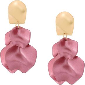 Statement Matte Rose Flower Petal Stud Earrings for Women Dangly, Floral Petal Earrings Jewelry Accessories Romantic Cool Gifts for Her Women