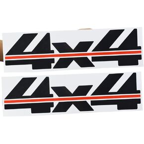 Set of 2 4x4 Decals Stickers Emblem Vinyl Replacement for 88-97 Che-vy Truck Bedside (Silver Red)