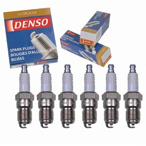 6 pc DENSO Standard U-Groove Spark Plugs compatible with Jaguar X-Type 2.5L 3.0L V6 2002-2008