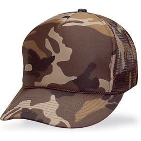 Cameo 5 Panel Brown Camo Poly Foam Mesh Trucker Hat