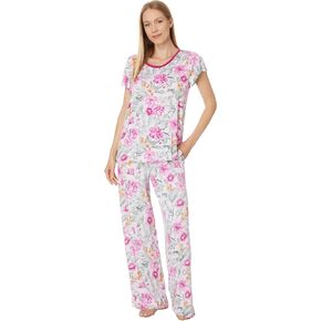 Tommy Bahama Women's Long Pant Short Sleeve Pj Set