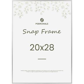 20x28 Poster Frames 1PCS, Plexiglass, Silver Aluminum Snap Frame, Front-loading Frame