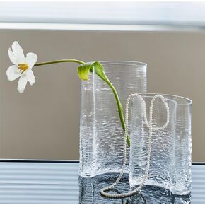 2.8lb Heavy Glass Vase,Blue Vase for Home Decor,Glass Flower Vase Decorative,Unique Vase for Flower 8.3" H,Art Decor Vase