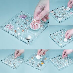 Multi-Style Clear Acrylic Magnetic Tiny Mini Treasure Hunting Seashell Trinket Jewelry Storage Holder Collection Display Shadow Box Organizer Case Container Collector Jar for Seashell Display
