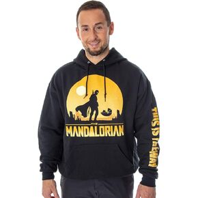 Star Wars Men's The Mandalorian Silhouette Scene Sweatshirt Pullover Hoodie