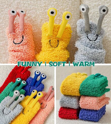 Novelty Crazy Fuzzy Socks Smiley Face House Slipper Socks with Grips,Hospital Gift for Autumn and Early Winter in Saudi Arabia