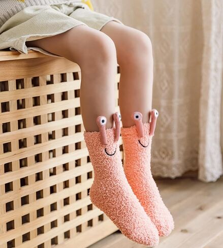 Novelty Crazy Fuzzy Socks Smiley Face House Slipper Socks with Grips,Hospital Gift for Autumn and Early Winter in Saudi Arabia