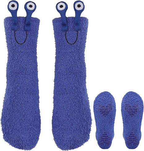 Novelty Crazy Fuzzy Socks Smiley Face House Slipper Socks with Grips,Hospital Gift for Autumn and Early Winter in Saudi Arabia