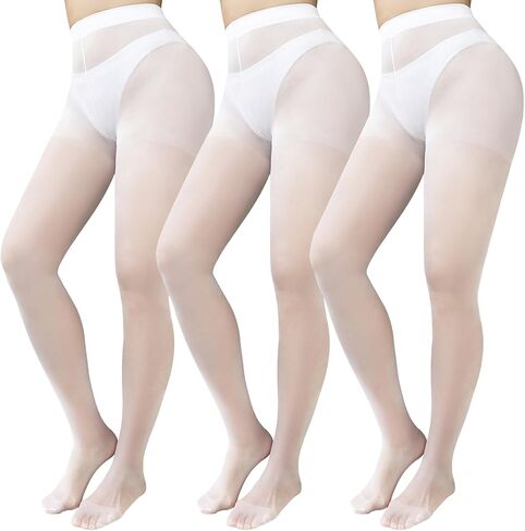 Jamieya Plus Size Stockings 3 Pairs Women's Semi-Sheer Tights High Waist Nylon Pantyhose in Saudi Arabia