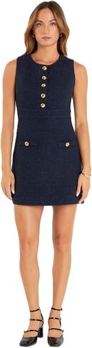 English Factory Women's Gold Button Pointed Tweed Dress in Saudi Arabia