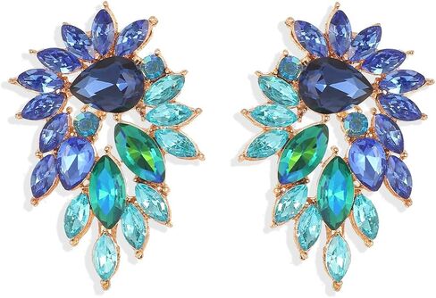 Marquise Sparkly Rhinestone Statement Drop Earrings for Women Vintage Crystal Cluster Earrings for Wedding Jewelry Gift in Kuwait
