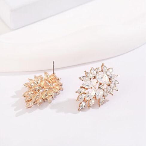 Marquise Sparkly Rhinestone Statement Drop Earrings for Women Vintage Crystal Cluster Earrings for Wedding Jewelry Gift in Kuwait