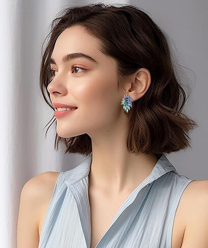 Marquise Sparkly Rhinestone Statement Drop Earrings for Women Vintage Crystal Cluster Earrings for Wedding Jewelry Gift in Kuwait