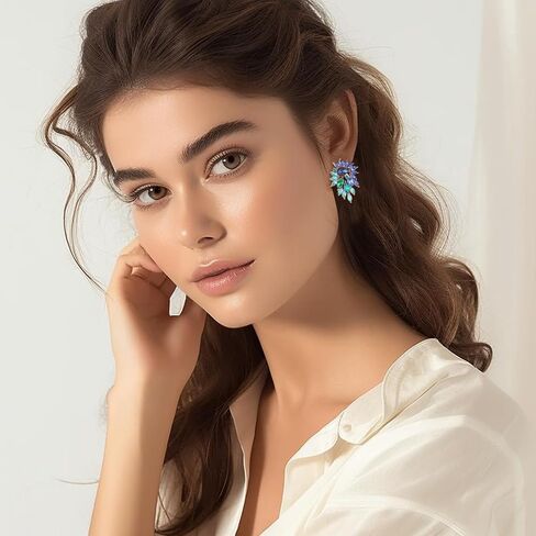 Marquise Sparkly Rhinestone Statement Drop Earrings for Women Vintage Crystal Cluster Earrings for Wedding Jewelry Gift in Kuwait