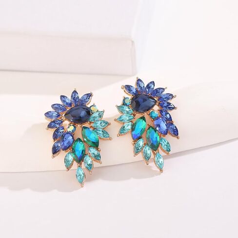 Marquise Sparkly Rhinestone Statement Drop Earrings for Women Vintage Crystal Cluster Earrings for Wedding Jewelry Gift in Kuwait
