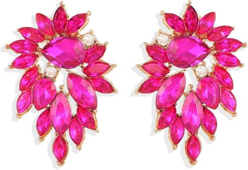 Marquise Sparkly Rhinestone Statement Drop Earrings for Women Vintage Crystal Cluster Earrings for Wedding Jewelry Gift in Kuwait