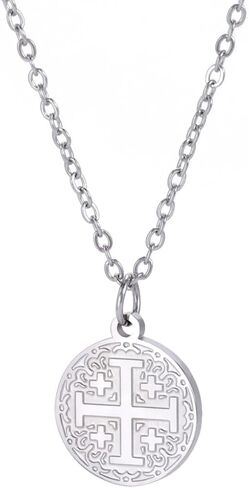 Jude Jewelers Stainless Steel Jerusalem Cross Religious Prayer Statement Pendant Necklace in Kuwait
